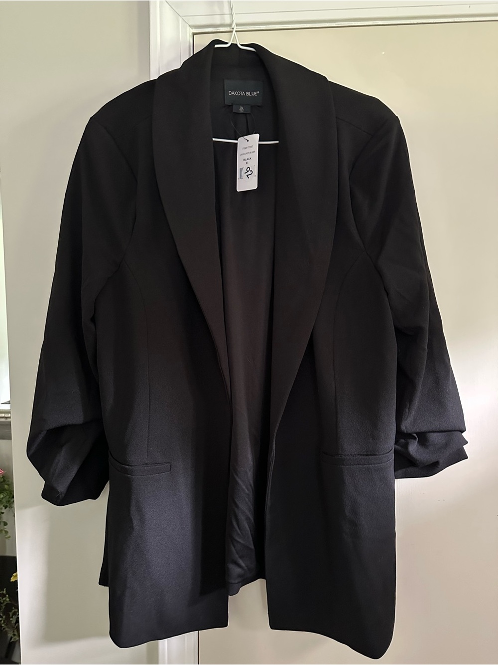 Dakota Blue Black Open-Front Shawl Collar Blazer